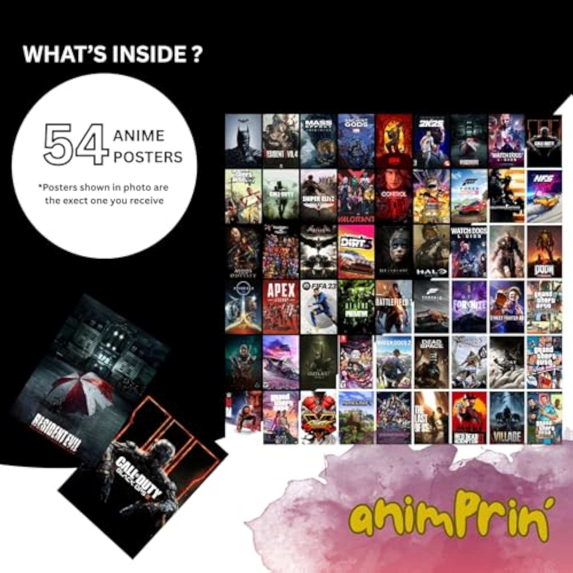 Pack of 54 Gaming Aesthetic Wall Collage Kit Posters