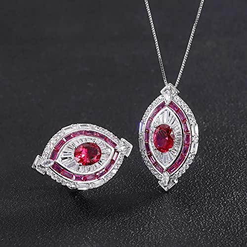 Bagues et Collier Rubis 8x10mm anti-ternissement pour Mariage