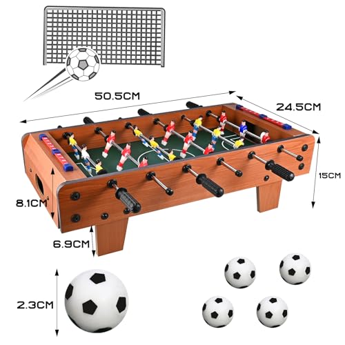 GOLDGE Tischfußball, Holz-Tischfußball mit 6 Stangen und 4 Bällen, für Kinder und Erwachsene, 50,5 x 24,5 x 15 cm – Bild 3