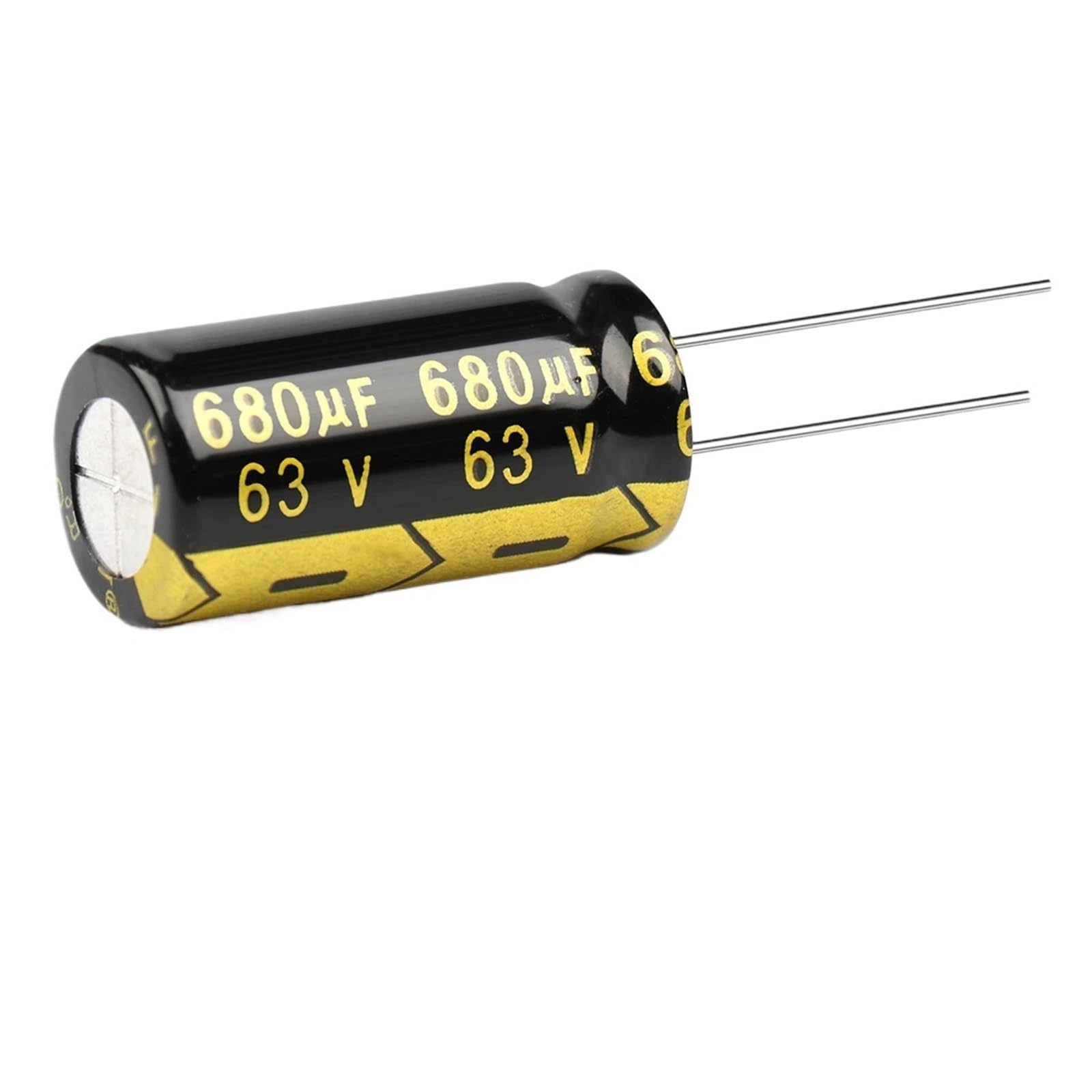 Kit de 10 condensadores electrolíticos de aluminio de 680 UF, 63 V, 680 UF, 13 x 25, surtido de condensadores de baja frecuencia y alta frecuencia.