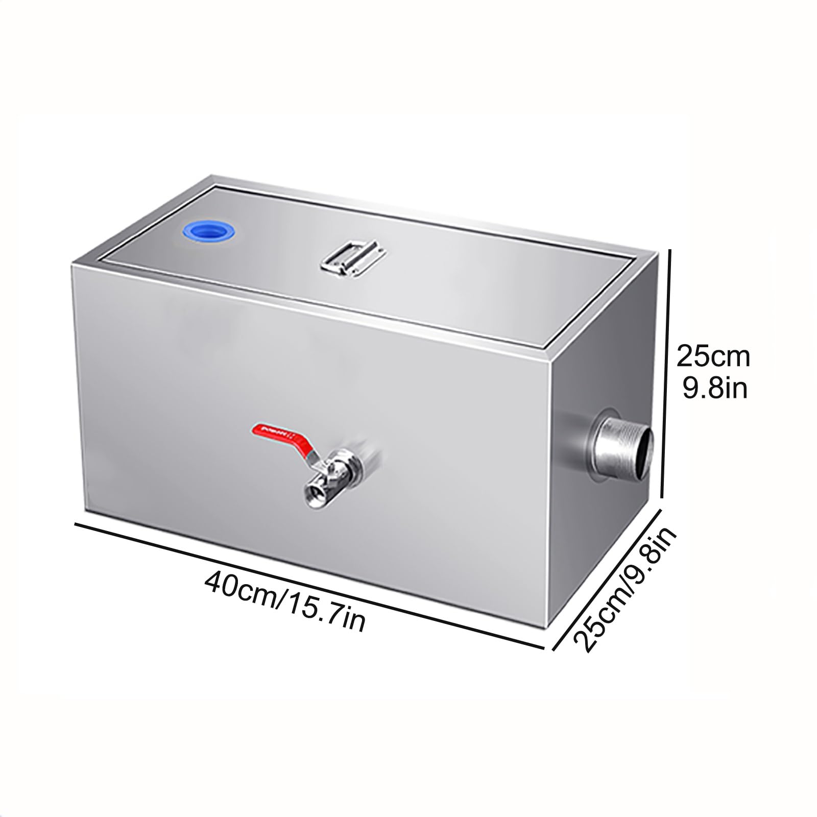 Commercial Grease Interceptor, Stainless Steel Grease Trap Interceptor with Removable Baffles Waste Oil-Water Separator Under Sink Grease Trap for Restaurant Factory Home Kitchen (Size : 1 hole-40x25