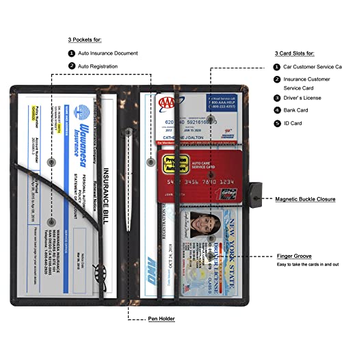 Image of TOURSUIT Car Registration and Insurance Card Holder, Marble Black