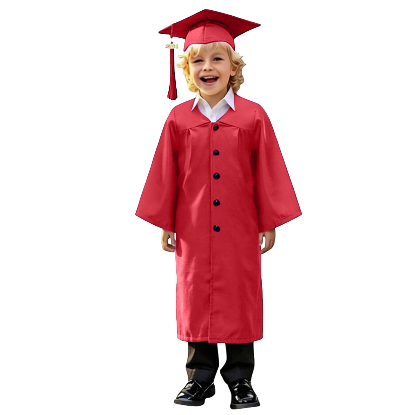 Kindergarten 2025 Graduation Cap and Gown Tassel Sets with Charm 2PCS Graduations Stoles for Kids Grad Party Clothes