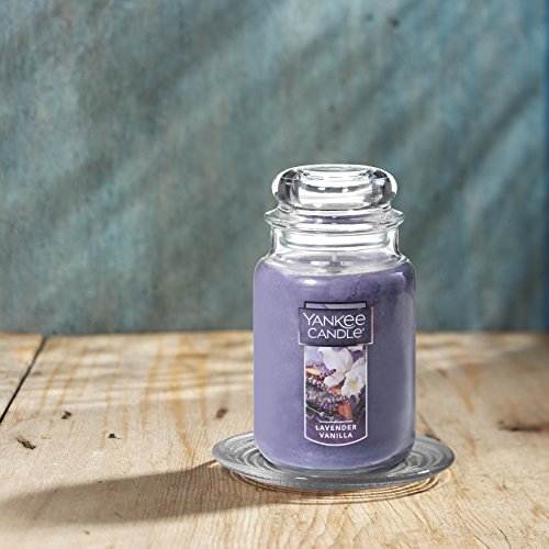 Yankee Candle Lavender Vanilla Scented Classic 22oz Large Jar Single Wick Candle with Over 110 Hours of Burn Time. Perfect for Relaxing Evenings Events and Gifting