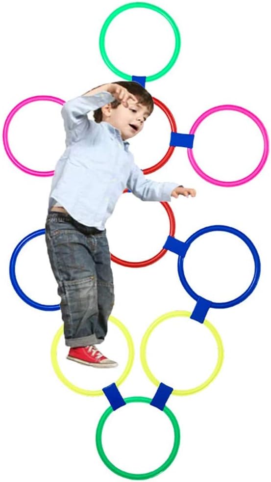 Ring Toss Games Hua Kids Jumping Hopscotch Game Toy 10 Multi-Coloured Plastic Rings And Connections For Indoor Or Outdoor Fun Creative Play Set Girls Boys