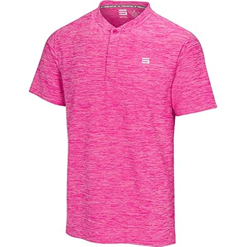 Three Sixty Six Collarless Golf Shirts for Men - Quick Dry Short Sleeve T-Shirt with 4-Way Stretch Fabric & UPF 30 Orchid Pink Cover