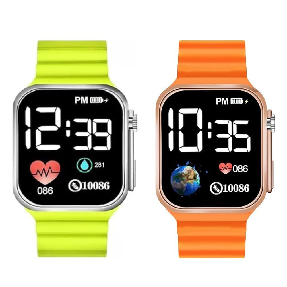Square Shape Dial Colorful Smart Looking Digital led Combo Watch for Kids Boys & Girls-Fully Waterproof Sportswatch Display-Date & Time Function Only(for Age 4-15 Years) Square Shape Dial Colorful Smart Looking Digital led Combo Watch for Kids Boys & Girls-Fully Waterproof Sportswatch Display-Date & Time Function Only(for Age 4-15 Years)