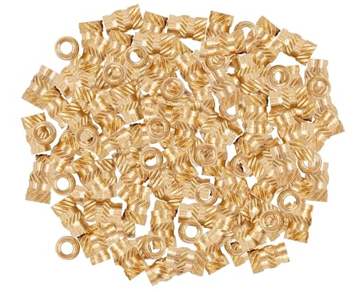 Press Insert, M6-1.00 Int Thrd Sz, 1/2 in L, 8.3 mm Dia., Brass, Plain, 25 PK