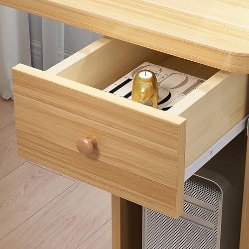 Computertisch aus Holz mit Schubladen und Regalen, platzsparender Schreib- und Gaming-Arbeitsplatz, stilvoller Bürotisch (119,4 x 61 x 160 cm) – perfekt für Zuhause und Büro, Rosa