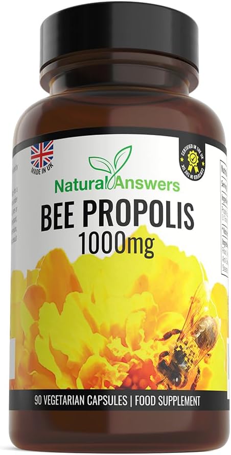 90 Capsules Pure Bee Propolis 1000mg Per Capsule, 100% Suitable for Vegetarians UK Made by Natural Answers