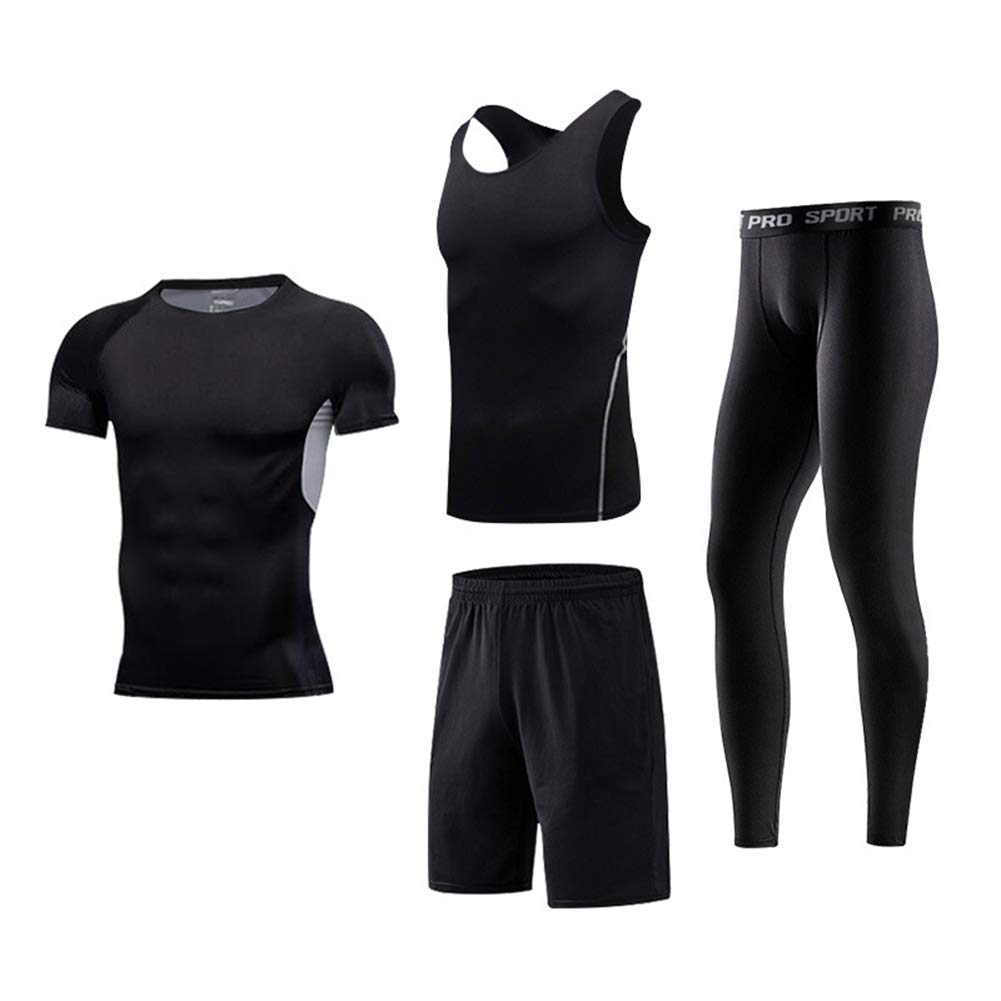 Modna odzież do fitnessu, męska, szybkoschnąca odzież do koszykówki, fitnessu, z krótkim rękawem, kamizelka, rajstopy treningowe, strój sportowy, elegancki zestaw, 2 l