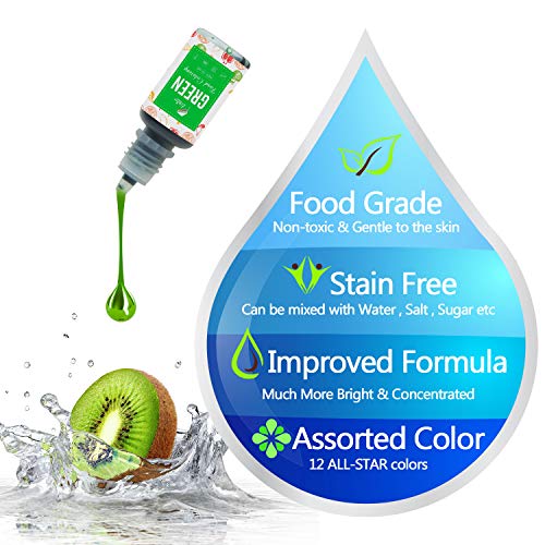 Lebensmittelfarbe 12 Farben x 10ml - Flüssige Lebensmittel Farben zum Kuchen Backen, Kekse, Fondantieren, Macaron - Lebendiger Lebensmittelfarbstoff für Dekorieren und Kochen, Airbrush, DIY Seifen