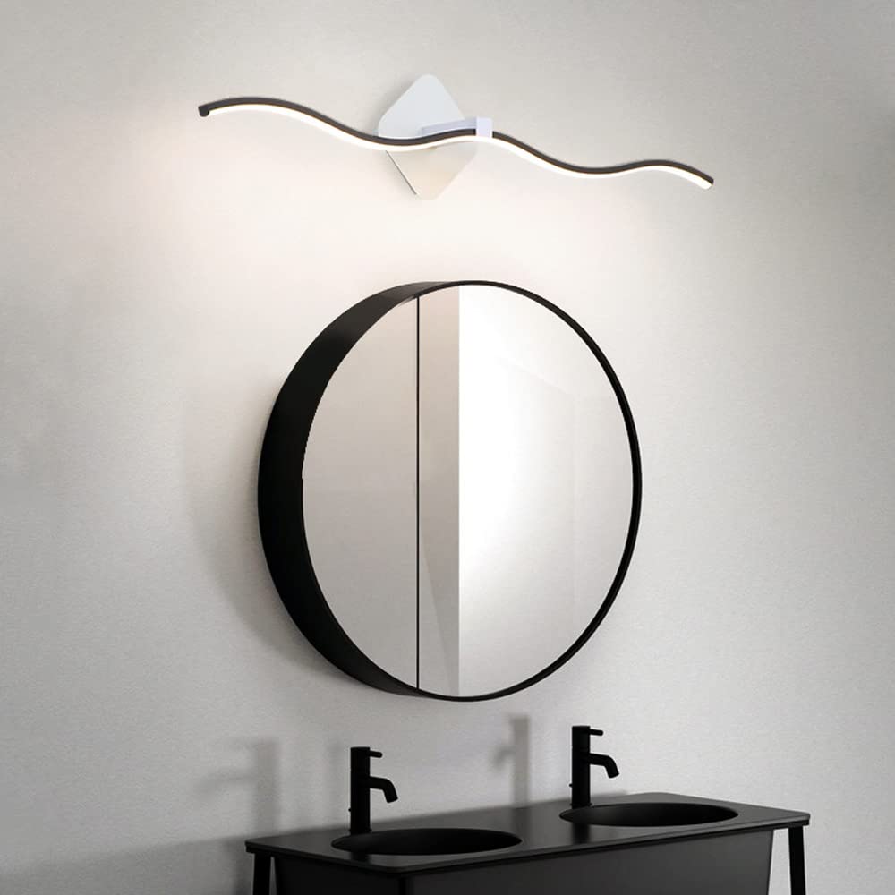 Lampada Specchio Frontale Led per Bagno, Lampada da Trucco a Forma D'Onda per Comodino da Bagno, Illuminazione Sopra Armadio Specchio, Illuminazione per Quadri/3 Color Mode/60Cm