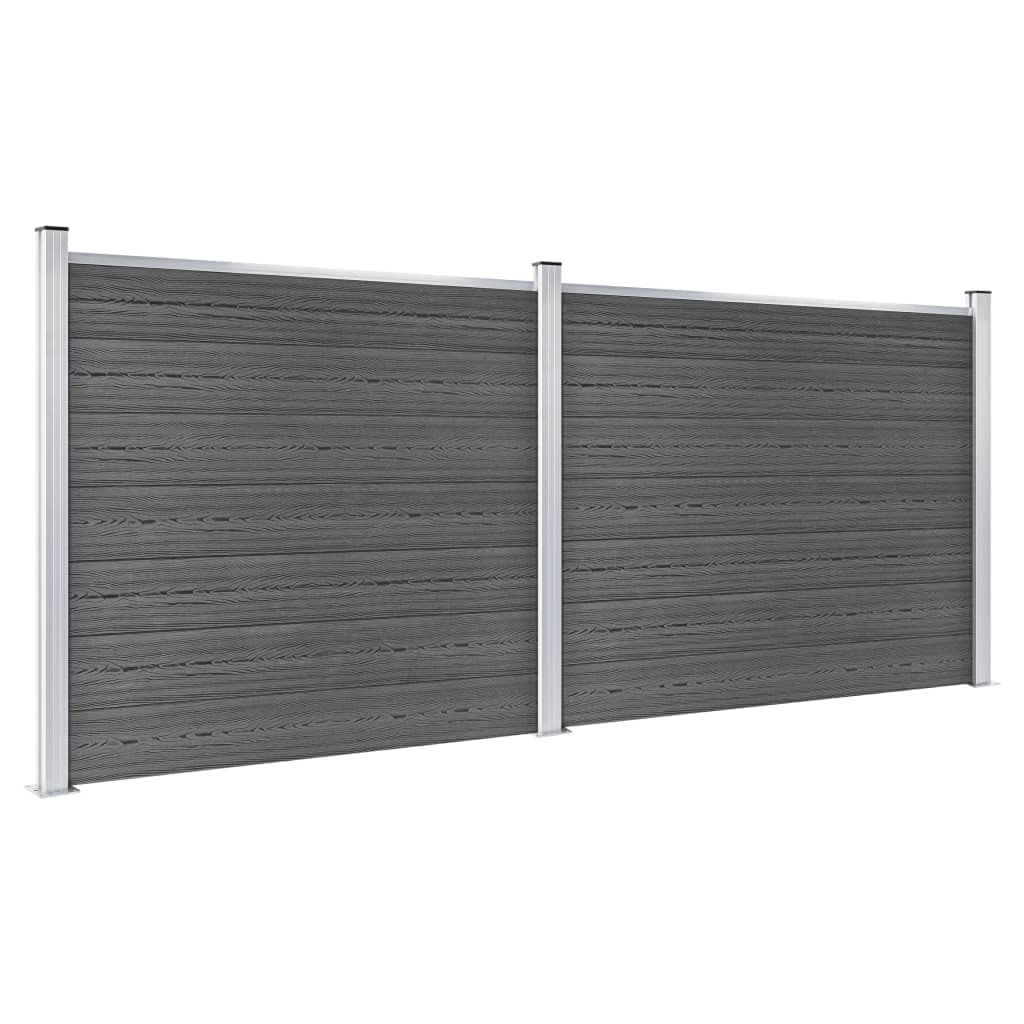 vidaXL Zaunelement Set WPC 353x146 cm Schwarz