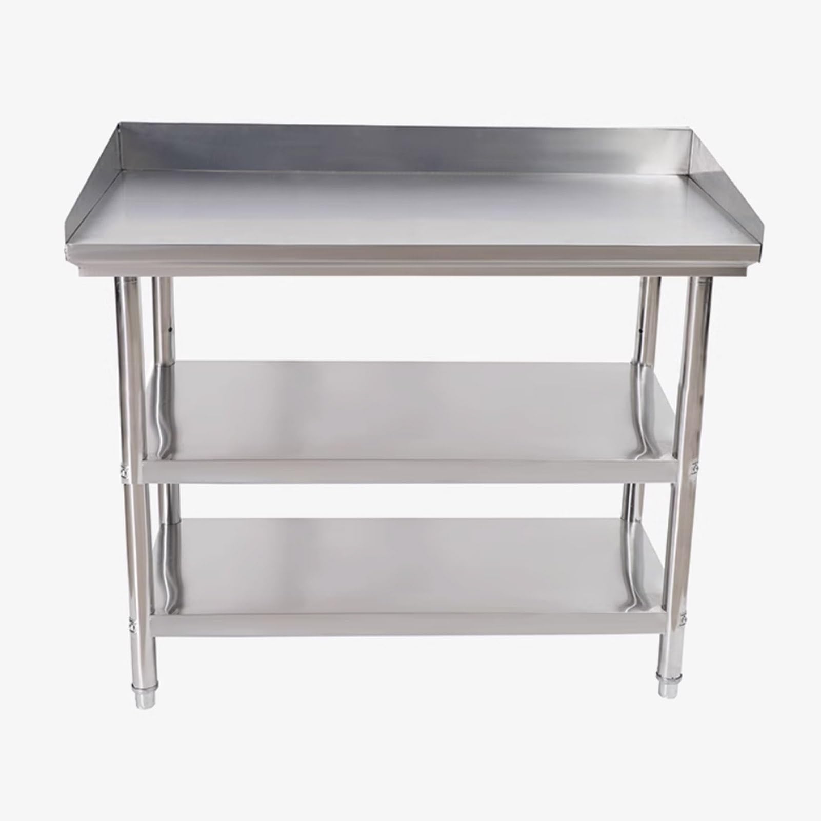 Mesa de trabajo de acero inoxidable, mesa de preparación de cocina comercial con protector contra salpicaduras y patas ajustables, ideal para restaurantes, hogares y hoteles, 100 x 50 cm