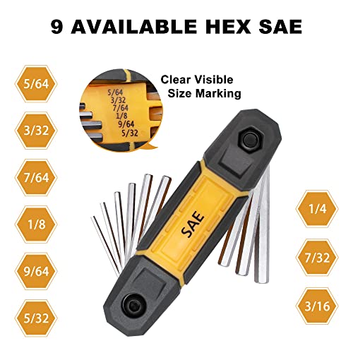 Image of MULWARK 4 Pack Folding Allen Wrenches Sets | 17-Piece Complete Metric & Standard SAE Hex Key Set with Portable Holders for Basic Home Repair, Furniture Assembly, and DIY Projects