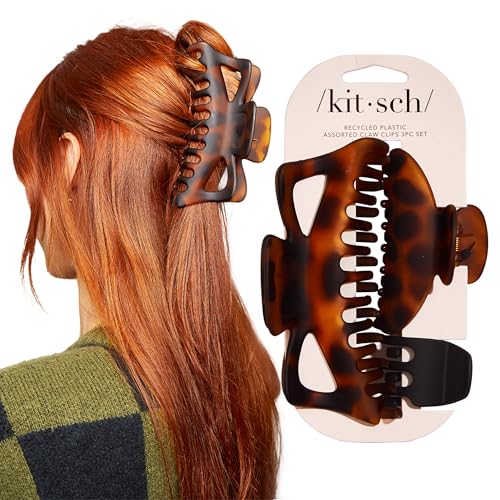 Kitsch Assorted Hair Claw Clips, Recycled Plastic Clips, Large, M...