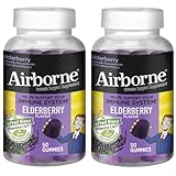 Airbrone Vitamin C + Zinc Immune Support Supplement Gummies for Adults, Elderberry Flavor, Gluten Free Crafted Blend with Powerful Antioxidants Vitamins C D & E, 50 Gummies (2 Pack)