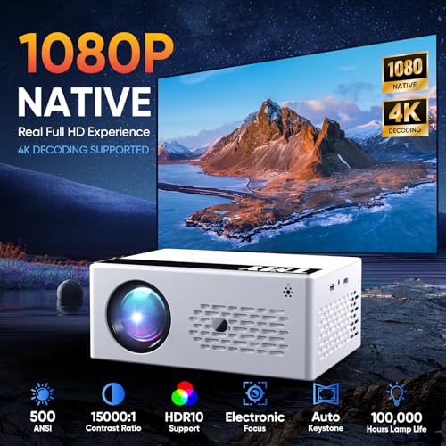 Image of TMY Smart Projector with Google TV System, Native 1080P 4K Home Theater | Google TV & 10K+ Apps, 4K support, Wi-Fi6 & 2-way Bluetooth, indoor & outdoor movies, Compatible with Phone /TV Stick /PC /PS5