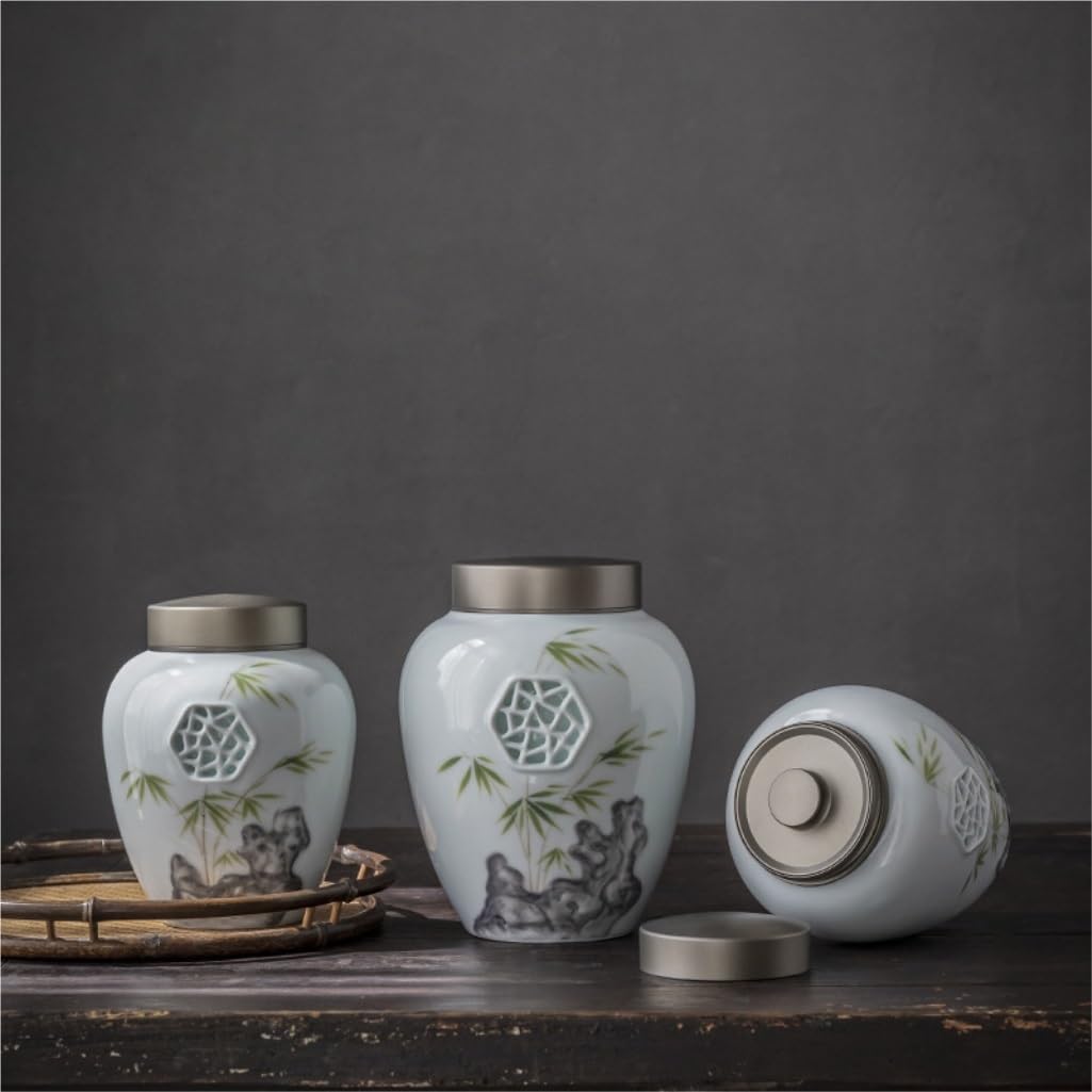 XYNSNDB Słoik cukru Ręcznie malowana wytłaczana kratka okienna Retro puszka na herbatę Dwuwarstwowa blaszana pokrywka Ceramiczna nakrętka Ziarna kawy Zamknięta puszka płatków Pojemnik na herbatę