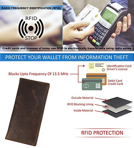 Image of RFID Blocking Mens Genuine leather Bifold Long Wallet