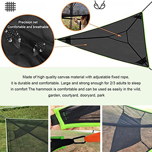 Triangle Hammock, Multi Person Portable Hammock, Outdoor Camping Aerial Hammock 3 Point,For Travel Backyard Garden Camping (Black,400X400X400Cm) #TOP1