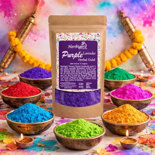 Image of Rangotsav Herbal Purple Gulaal | Organic, Skin-Safe & Non-Toxic Dry बैंगनी रंग Gulal Powder | Eco-Friendly Easy-Wash Holi Abeer Colors with Natural Fragrance for Kids & Adults| Holi Ke Rang, Rangoli 100gm