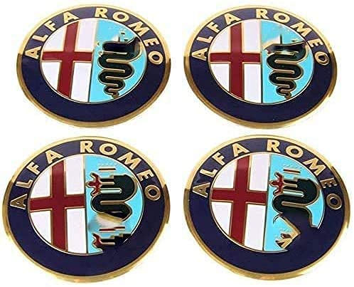 4 STKS Auto Hub Center Caps voor Alfa Romeo Stelvio 147 159 Giulietta Mito Giulia 56.5mm, waterdichte Stofdichte Wiel…