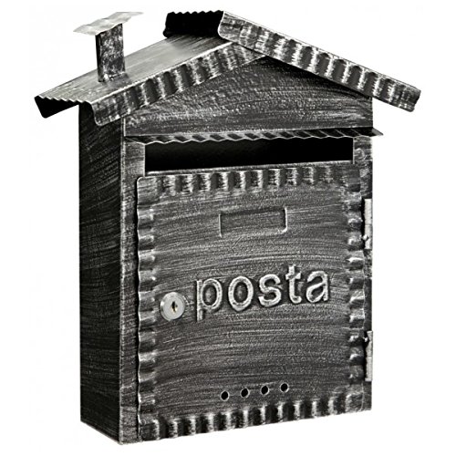 Domus D-2202 Buzón Individual Metálico de estilo Rústico, Negro cepillado acabado brillante,...