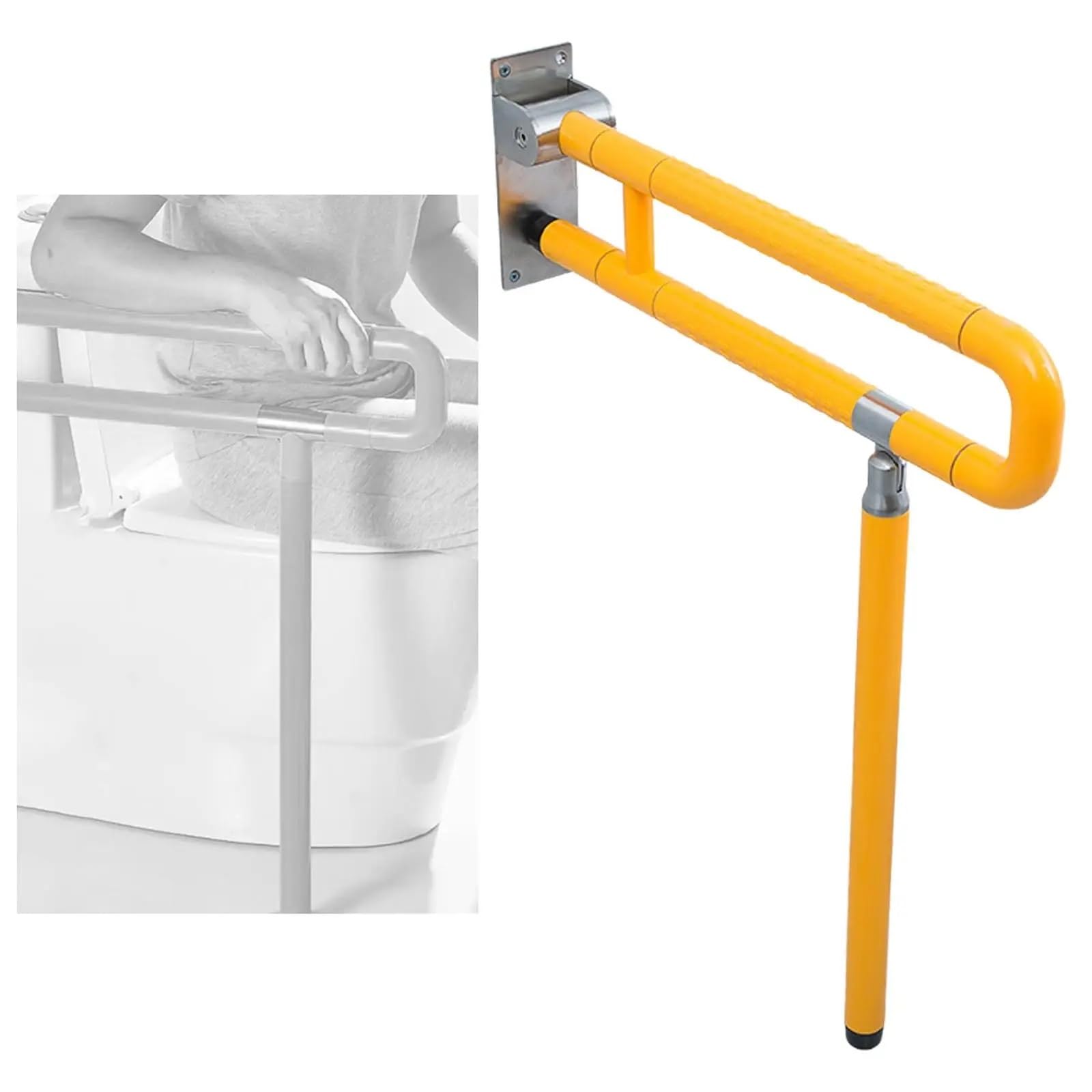 Barra Abatible Baño Mango de agarre plegable, soporte pasamanos, barras for discapacitados acero inoxidable, bañera, ducha(Yellow)