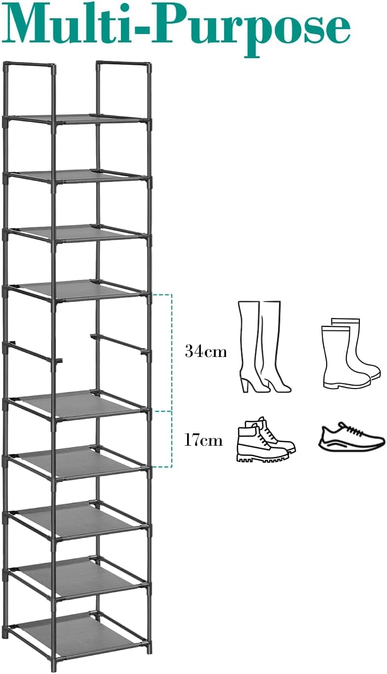 edihome, Scarpiera Slim, 10 Livelli, (33 x 33 x 173 cm), Organizzatore di scarpe, portascarpe alto e stretto, plastica, verticale, Show Rack (10 Livelli - L)