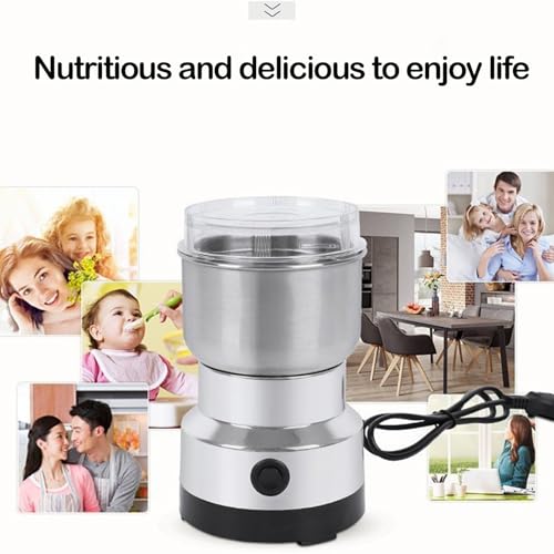Stainless Steel Electric Coffee Grinder, Quiet Spice Grinder, One Touch Coffee Mill for Beans, Spices and More