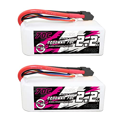 CNHL 4S Lipo Battery 2200mAh 70C 14.8V Soft Case with XT60 Plug for RC Car Airplane Truck Boat Heli Airplane Drone (2 Pack)