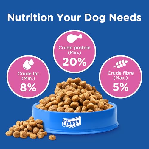 Image of Chappi Puppy Dry Dog Food, Chicken & Milk, 2.8 kg, Complete and Balanced Food for Puppies (Pack of 2)