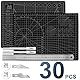 Miuzei Schneidematte Set A4 mit 30stk Bastelmesser und Stahllineal,Selbstheilende Bastelunterlage Schneideunterlage Cutting Mat Basteln Zeichenunterlage Bastelskalpell Bastelmatte (Schwarz)