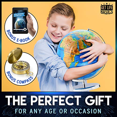 Get Life Basics Illuminated Globe Of The World With Stand - 13 Inch Tall 3In1 World Globe, Constellation Globe Night Light, And Globe Lamp With Built-In Led, Easy To Read Texts, And Non-Tip Base #TOP7