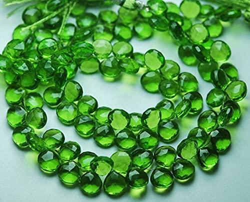 Quartz vert perroquet briolette cœur 8mm pour perles et bijoux