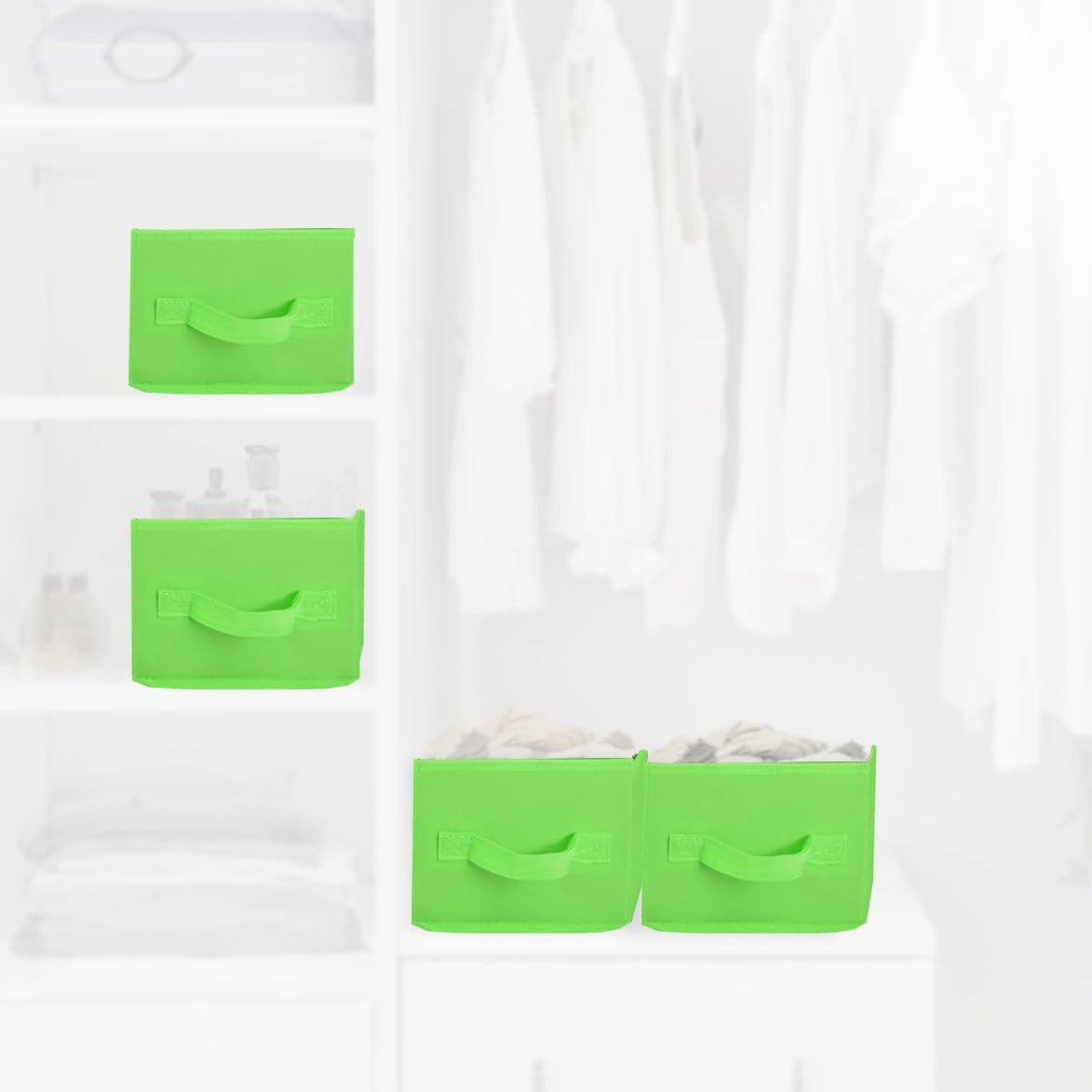 Collapsible Canvas Storage Bins 4 Pack (7 inches x 11.75 inches x 5.75 inches) by