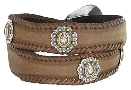 Gold Horseshoe Berry Conchos Leather Scalloped Belt3