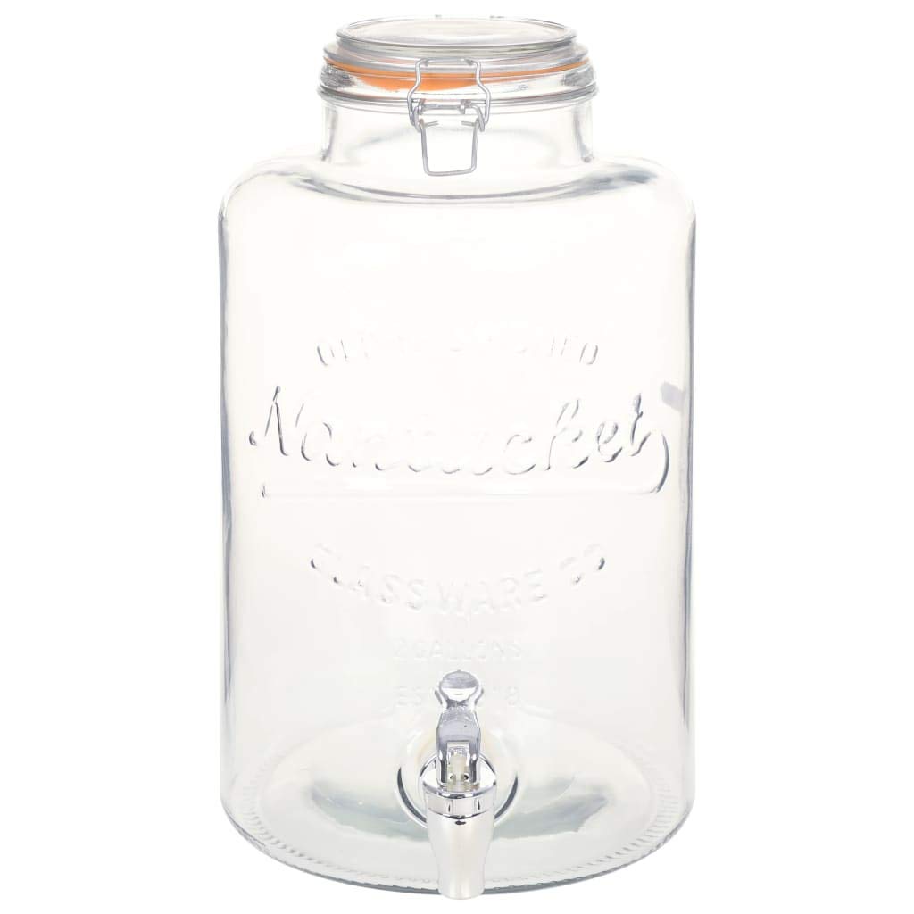 Festnight Distributeur d'eau Distributeur de Boisson en Verre avec Robinet Transparent 8 L