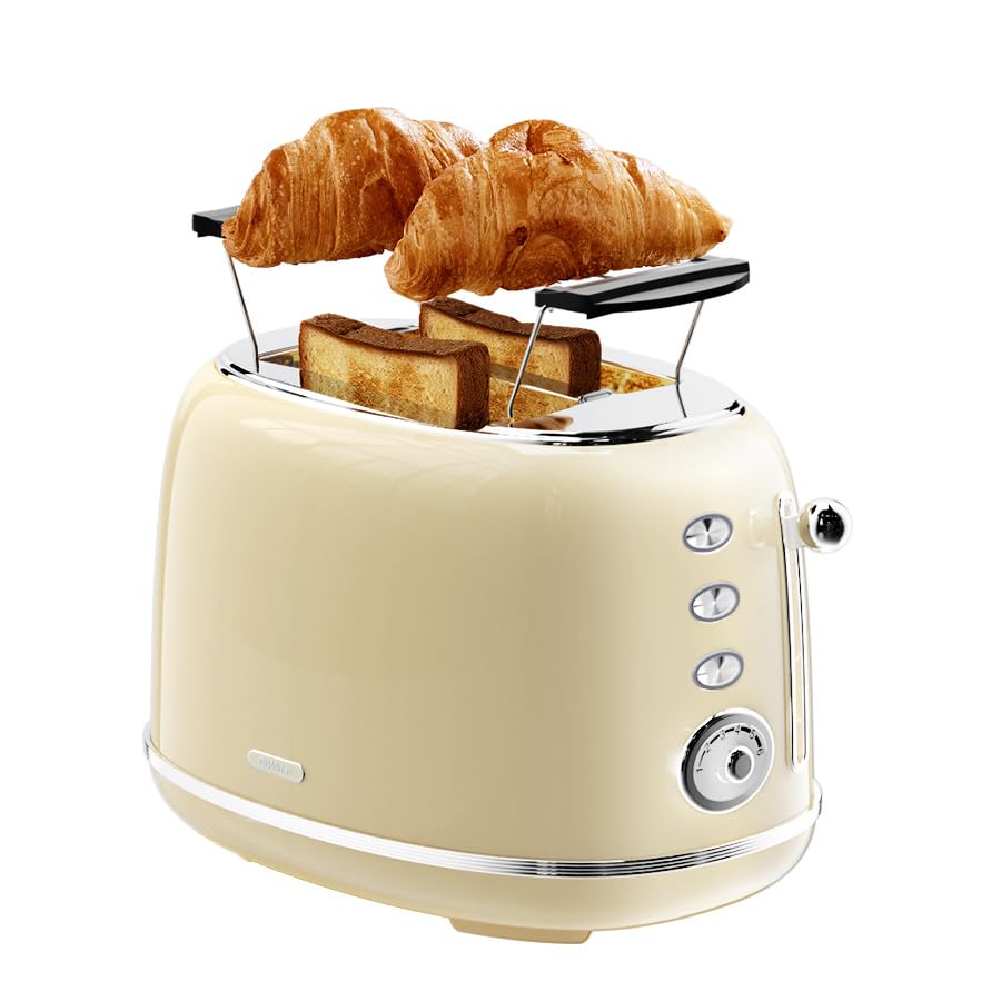 Wiltal Retro Toaster 2 Scheiben Edelstahl –...