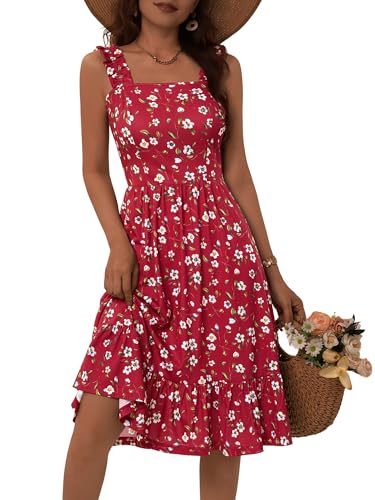 ZABERRY Womens Summer Dresses Cute Sundress Spring Garden Party Outfits Floral Corset Easter Red Dresses for Women