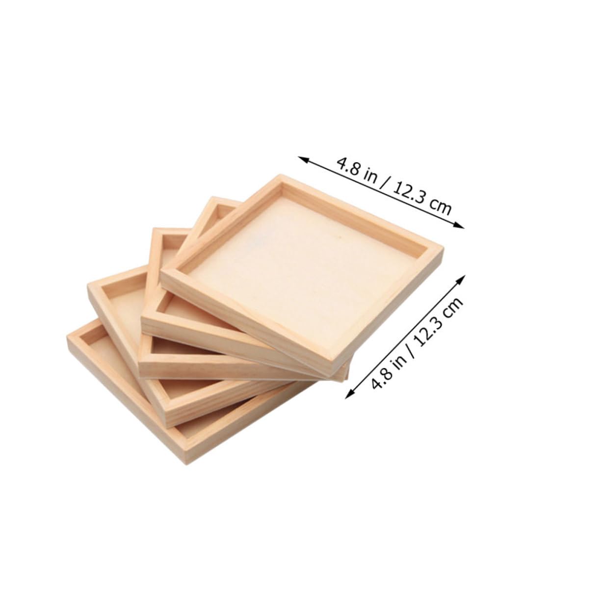 BESPORTBLE 5pcs Unfinished Wooden Serving Trays for Square Holder Trays for and Assembly for Organizing Puzzles and Enhancing Hand Eye Coordination