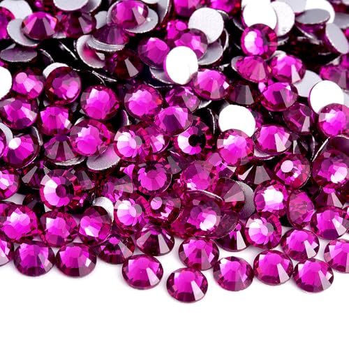 Image of 1440pcs Flat Back Rhinestones Round Gems for Nail Art and Craft Glue Fix,Crystal Stone Beads Bedazzling gems for Crafting 0.18 inch 4.8mm SS20 Fuchisia