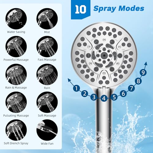 Image of Hibbent High Pressue All Metal 12 inch Rainfall Shower Head, Handheld 10-Spray | cUPC Certified Chrome Dual Showerhead Combo, 4-way Diverter with Pause Mode, Brass Extension Arm, 71'' Shower Hose & Holder