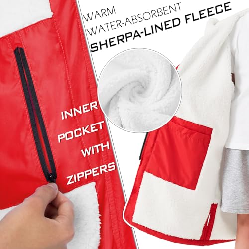 Image of Swim Parka Kids Windproof Sherpa-Lined Unisex Youth Robe Coat Warm Jacket