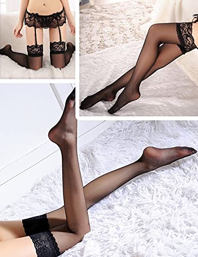 Adove 3 Pairs Women Lace Top Thigh High Stockings Sexy Thigh Highs Pack for Girls4
