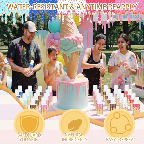 Image of 24 Pcs Travel Size Mini Sunscreen Bulk SPF30+ Ice Cream Drip Party Favors Small Sunscreen Sun Protection Stuff for Birthday Sports Coach Team Coach Team Appreciation Gift, 1 Fl. oz(Ice Cream Drip)