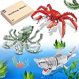 KAZI Deep Sea Creatures Building Sets,Shark,Crab and Octopus Sea Animal Toys,Ocean Animal Building Blocks,Figures Set,Gift for 6 Plus Year Old Girls and Boys