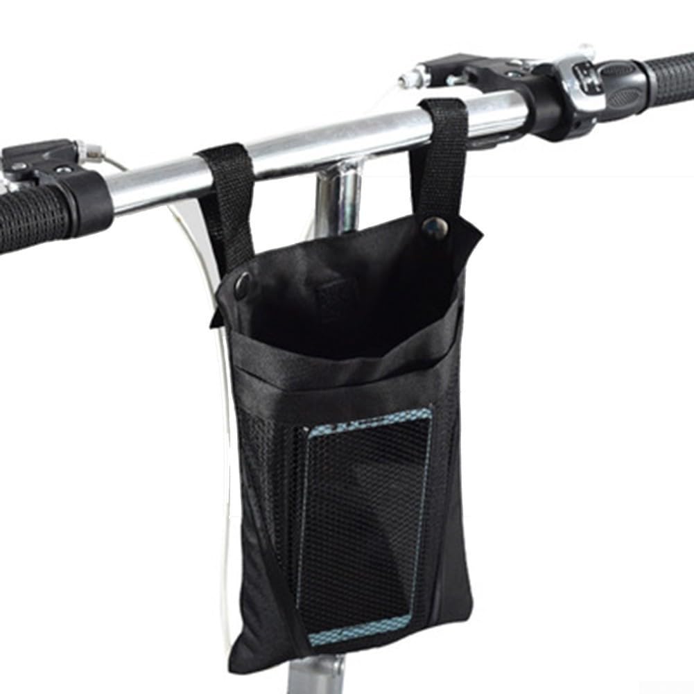 Bike Handlebar Bag Lightweight Waterproof Bike Front Hanging Pouch 2 Layers with Mobile Phone Holder for Bikes Motorcycles Scooters(Black)
